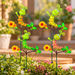 Set of 4 colorful caterpillar garden sticks with flowers and leaves for outdoor garden decoration