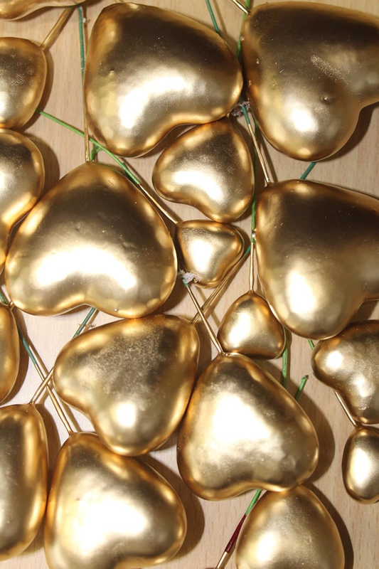 Golden Hearts with Wire for Cake Toppers 