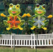 Pack of 2 decorative frog garden stakes with wind spinner