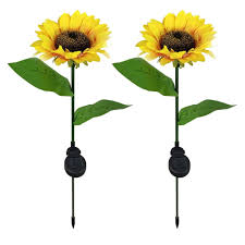 Solar Sunflower Garden Stake Lights (Set of 2)