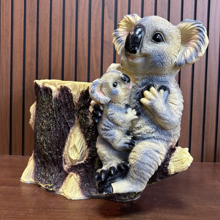 Mother and Baby Decorative Koala wih Trunk Pot