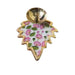 Gold-plated metal leaf-shaped diya with a hand-painted pink lotus flower and green leaf design.