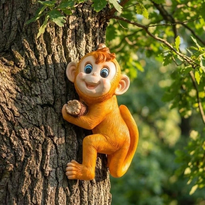Wonderland Playful Climbing Monkey Wall Hanging – Resin Animal Wall Decor for Nursery, Patio, or Playroom- 7.5x6x10.5 inch