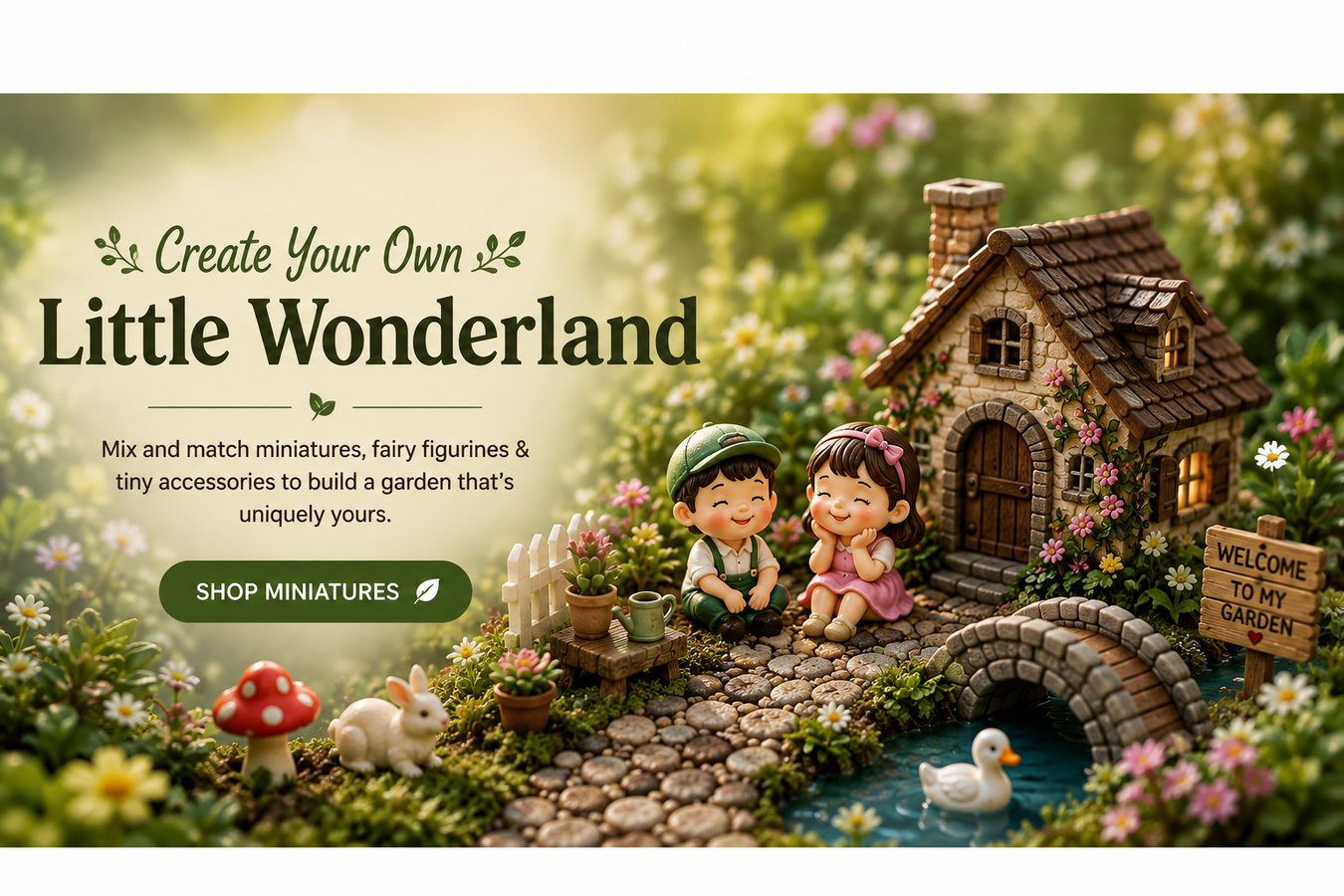 Create Your Own Little Wonderland miniature garden banner
