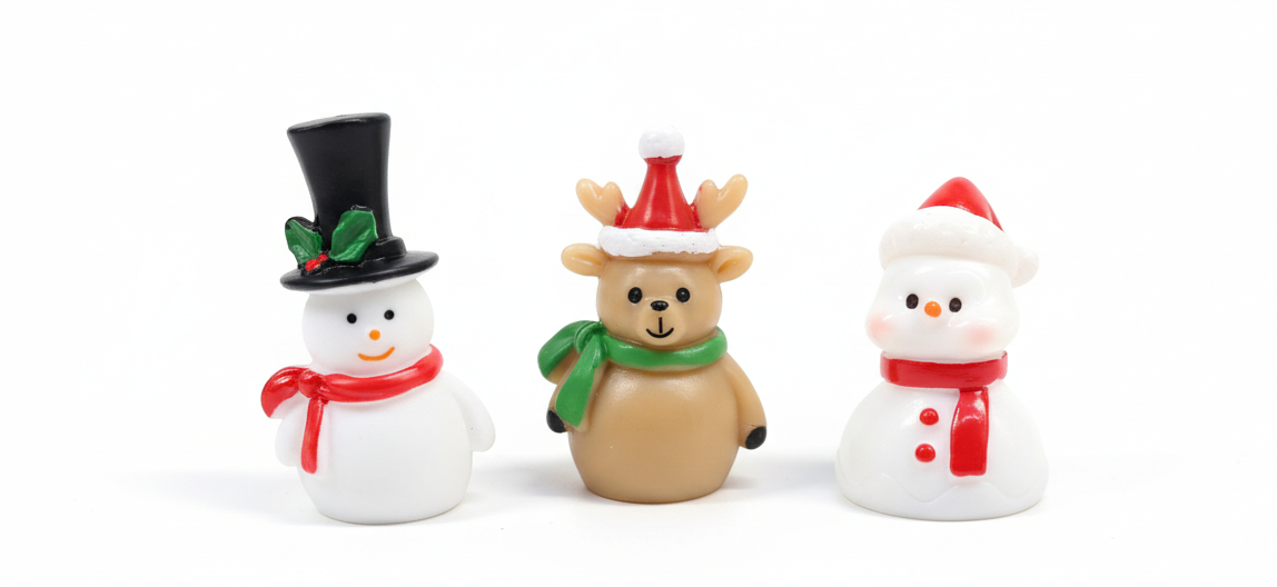 Wonderland Christmas Miniature Figurines Set of 3 - Cute Snowman, Reindeer, and Santa Snowman - Holiday Resin Micro Ornaments for DIY Fairy Gardens, Dollhouse, or Tabletop Decor