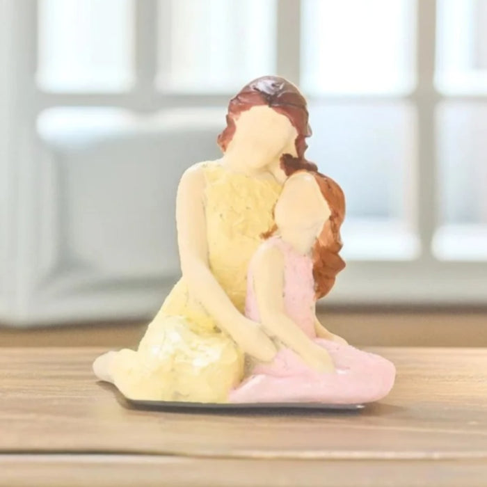 Hand-Painted Mother and Kid Figurine –