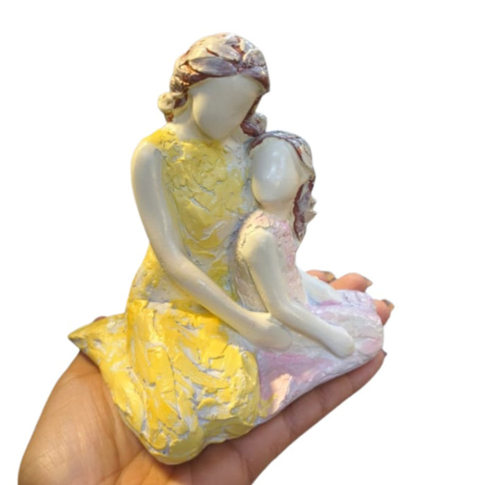 Hand-Painted Mother and Kid Figurine –