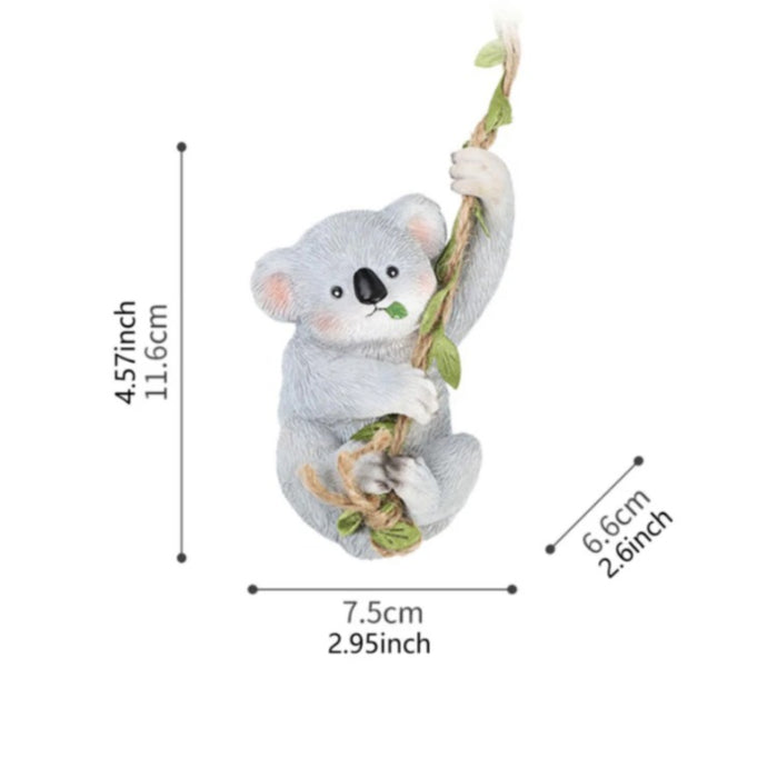 Wonderland Whimsical Hanging Garden Animal Sculptures – Set of 2 Resin Monkey and Koala Tree Climbers – Weather-Resistant Outdoor Branch Decor for Patio, Yard, and Balcony-Koala-2.9x2.6x4.5inch,Monkey-2.5x2.6x4.8inch