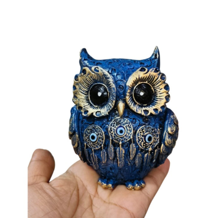Vintage Blue & Gold Owl Figurine | Evil Eye