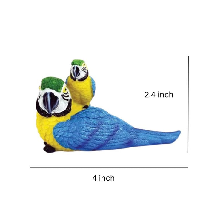 Wonderland Hand-Painted Tropical Blue and Gold Macaw Parrot Figurine – Decorative Exotic Bird Couple Statue for Home Office or Garden Decor