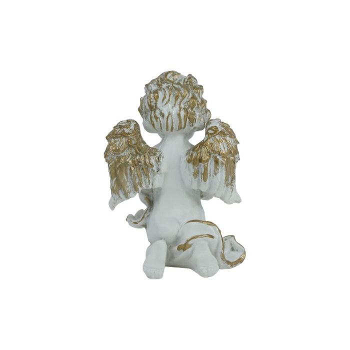 Wonderland Elegant Praying Cherub Angel Figurine – White and Gold Miniature Guardian Angel Statue for Home Decor, Gifting, and Collectibles