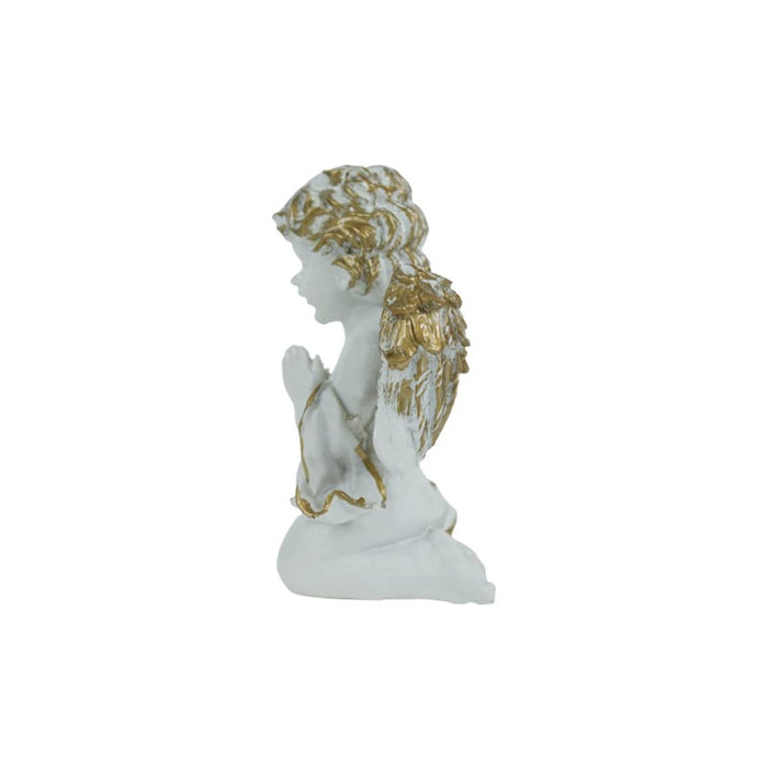 Wonderland Elegant Praying Cherub Angel Figurine – White and Gold Miniature Guardian Angel Statue for Home Decor, Gifting, and Collectibles