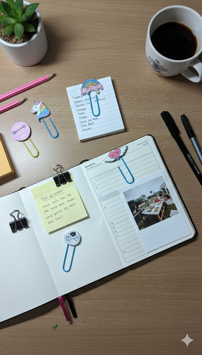 Wonderland set of 10 Cute & Colorful Decorative Paper Clips| Jumbo Bookmarks for Planners, Diaries, and Scrapbooking