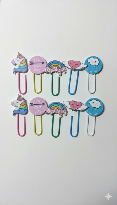 Wonderland set of 10 Cute & Colorful Decorative Paper Clips| Jumbo Bookmarks for Planners, Diaries, and Scrapbooking