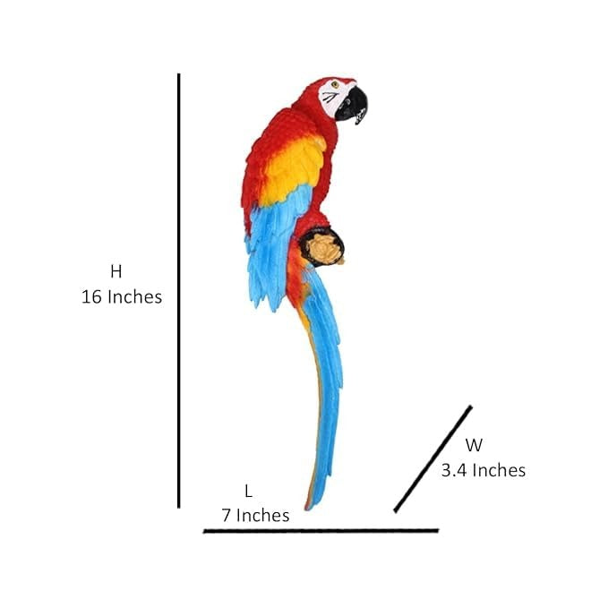 Set of 3 Tropical Parrot Wall Hanging Sculptures – Realistic Resin Macaw Figurines for Indoor/Outdoor Garden & Patio Decor