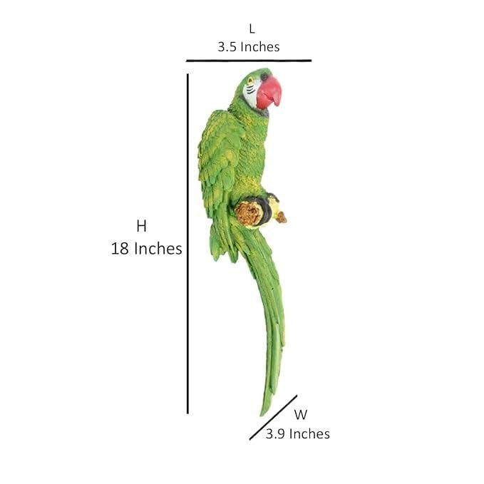 Set of 3 Tropical Parrot Wall Hanging Sculptures – Realistic Resin Macaw Figurines for Indoor/Outdoor Garden & Patio Decor