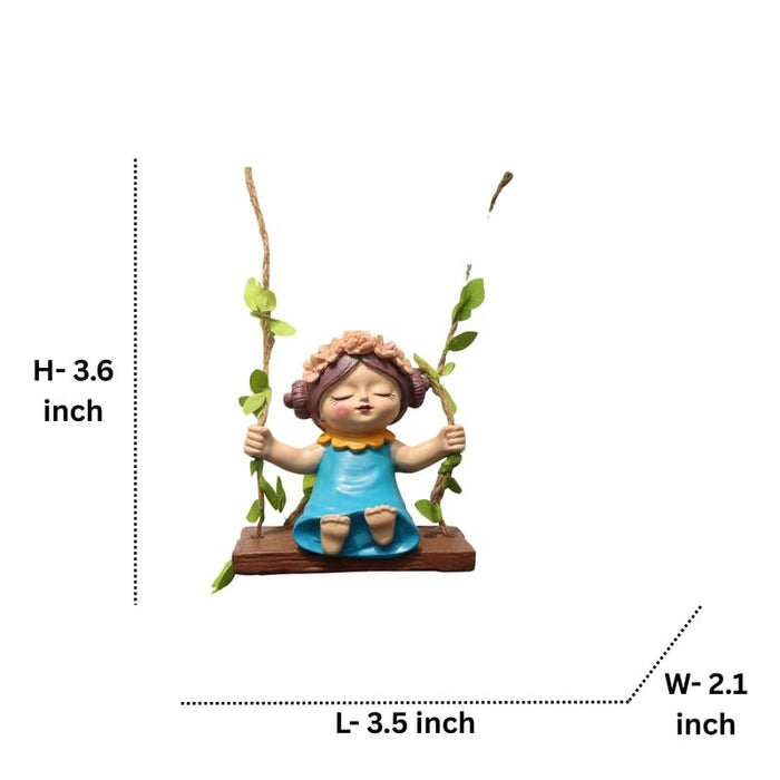Wonderland Whimsical Hanging Fairy Girl Figurines – Set of 2 Hand-Painted Garden Swing Statues for Home Decor & Gifting3.5x2.1x3.6 inch