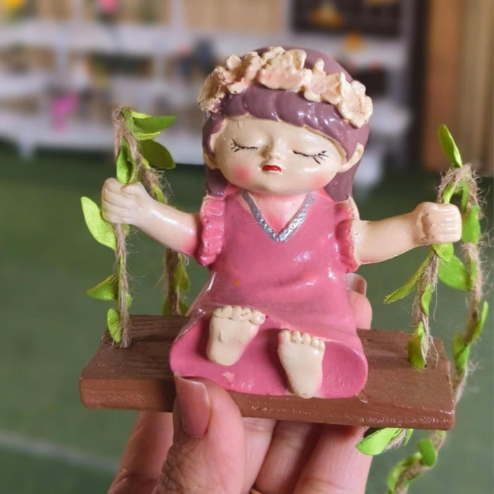 Wonderland Whimsical Hanging Fairy Girl Figurines – Set of 2 Hand-Painted Garden Swing Statues for Home Decor & Gifting3.5x2.1x3.6 inch