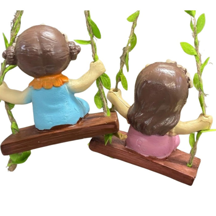 Wonderland Whimsical Hanging Fairy Girl Figurines – Set of 2 Hand-Painted Garden Swing Statues for Home Decor & Gifting3.5x2.1x3.6 inch