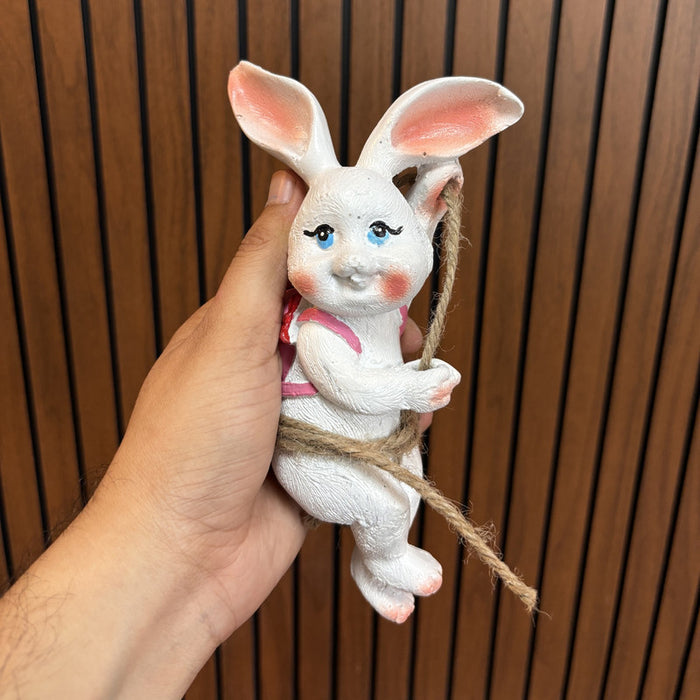 pink & white Hanging Bunny Figurine|