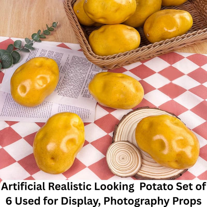 6-Piece Ultra-Realistic Artificial Yellow Potatoes – Life-Size Faux Vegetable Props for Home Decor & Photography