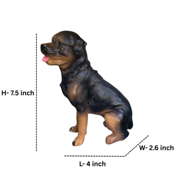 Playful Puppy Garden Figurine – Realistic Black and Tan Dog Statue for Indoor/Outdoor Home Décor-4x2.6x7.5inch