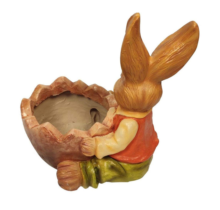 Rabbit Planter Figurine 14 x 9 x 16 inches, Set of 1, Multicolor