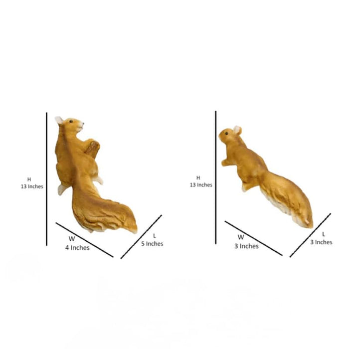 Wonderland Whimsical Climbing Squirrel Garden Statues (Set of 2) – Realistic Resin Tree Hugger Sculptures for Outdoor Decor and Patio Accents- 3x3x13 inch