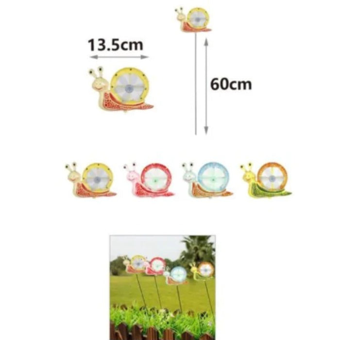Whimsical Snail Garden Stakes with Spinning Windmill Shells