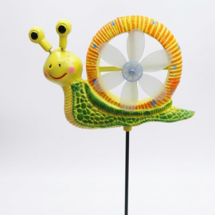 Whimsical Snail Garden Stakes with Spinning Windmill Shells