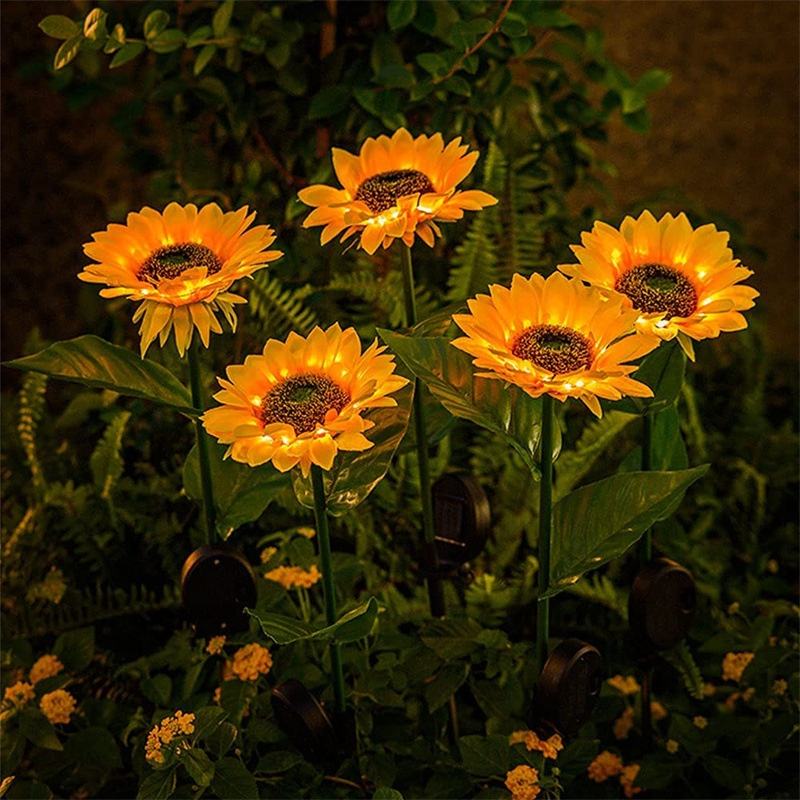 Solar Sunflower Garden Stake Lights (Set of 4)