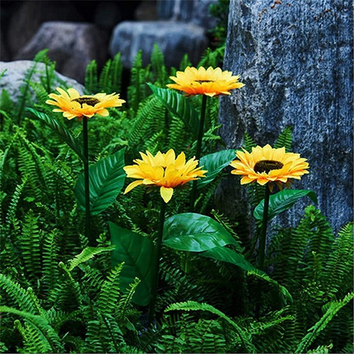 Solar Sunflower Garden Stake Lights (Set of 4) – Realistic Artificial Flower Lights for Outdoor Decor, Waterproof Landscape Lighting for Pathways & Patios
