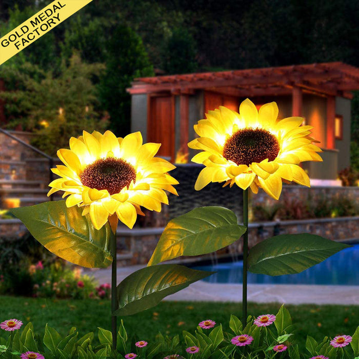 Solar Sunflower Garden Stake Lights (Set of 2) – Realistic Artificial Flower Lights for Outdoor Decor, Waterproof Landscape Lighting for Pathways & Patios