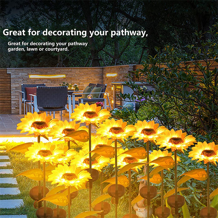 Solar Sunflower Garden Stake Lights (Set of 2)