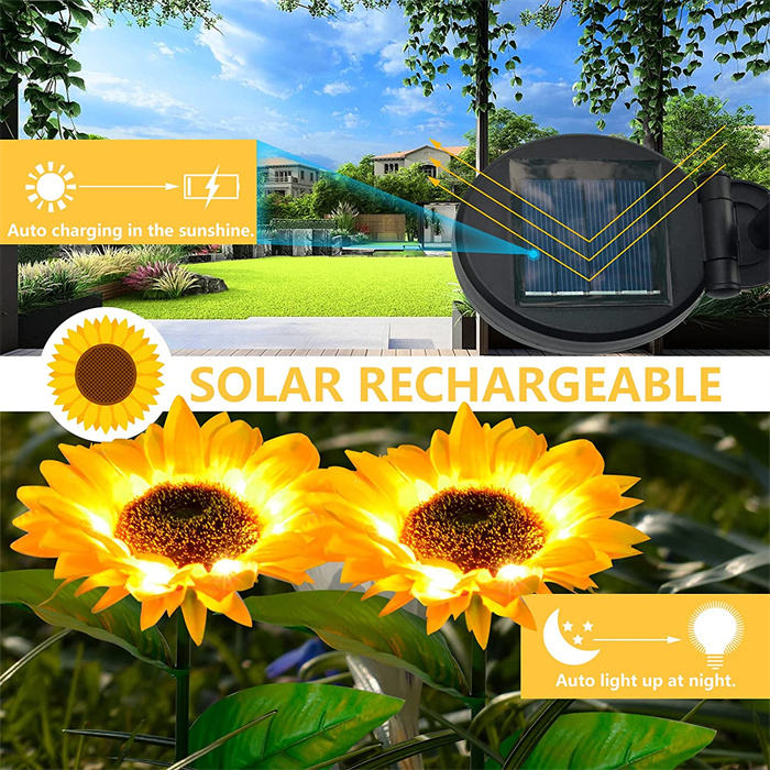 Solar Sunflower Garden Stake Lights (Set of 2) – Realistic Artificial Flower Lights for Outdoor Decor, Waterproof Landscape Lighting for Pathways & Patios