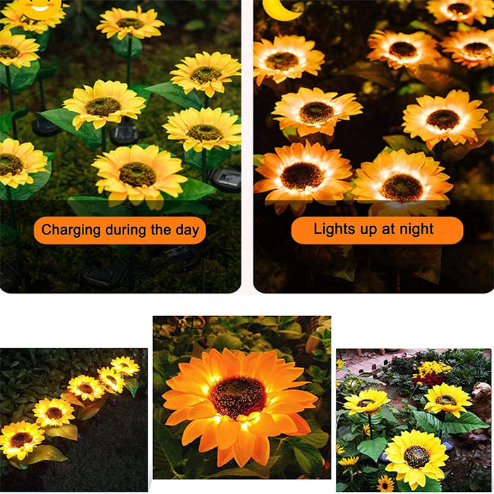 Solar Sunflower Garden Stake Lights (Set of 2) – Realistic Artificial Flower Lights for Outdoor Decor, Waterproof Landscape Lighting for Pathways & Patios