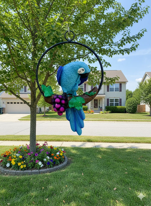 Wonderland Blue Macaw Parrot on Branch Wall Hanging Decor