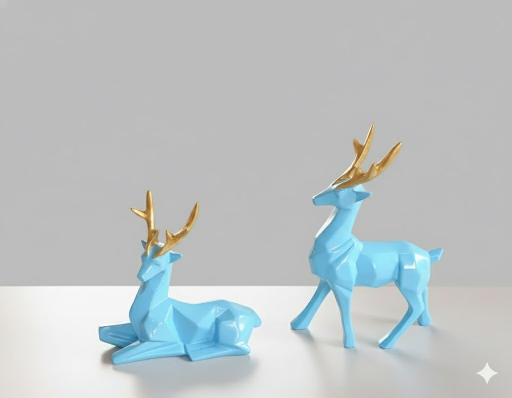 Modern Geometric Deer Statues