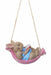 Cute bunny and mouse figurine reading in a pink hanging hammock.