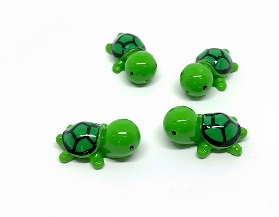 Wonderland Set of 4 Mini Green Turtle Figurines - Adorable Ocean Animal Collectibles for Decor & Crafts