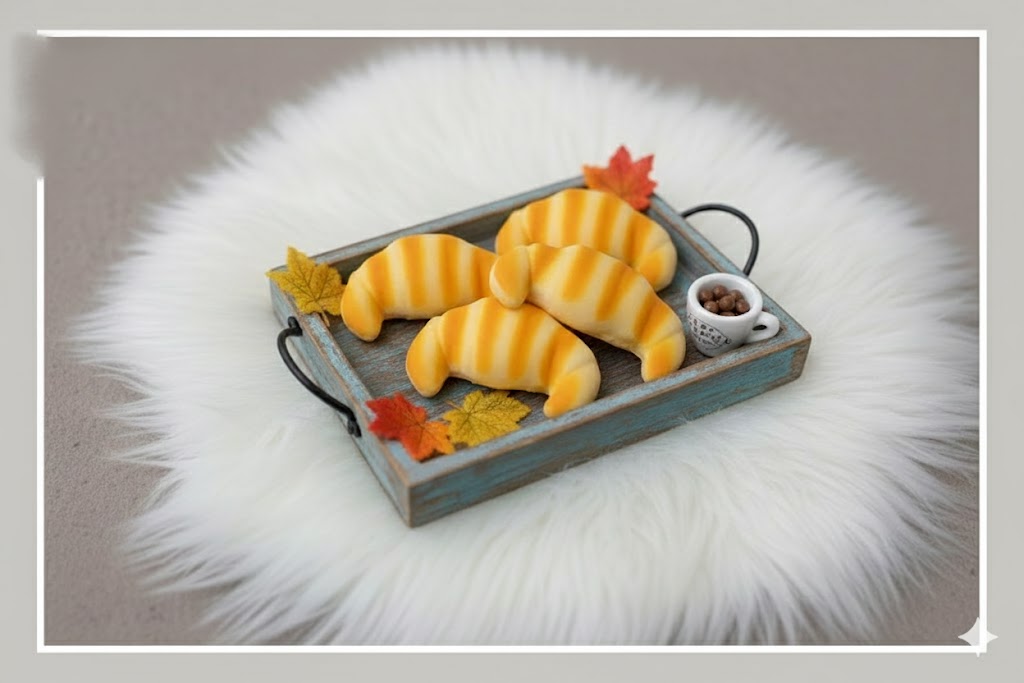 Wonderland set of 4 Artificial Crossiant| Ultimate Bakery &  Faux Food Prop Collection (4-Piece Set)