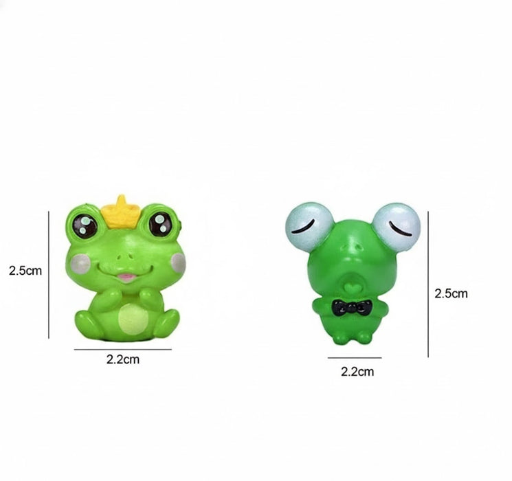 Wonderland 4 Pcs Cute Mini Frog Figurines Set - Tiny Resin Frogs for Fairy Garden, Terrarium & Dollhouse Decor