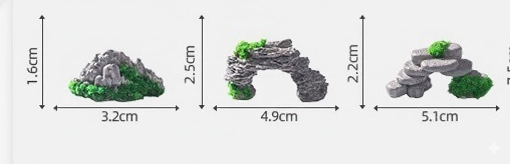 Wonderland Miniature Rock Terrain Set | 5-Piece Hand-Painted Scenic Elements for Tabletop , DollHouse Accessory, DIY Craft emblishments and Models