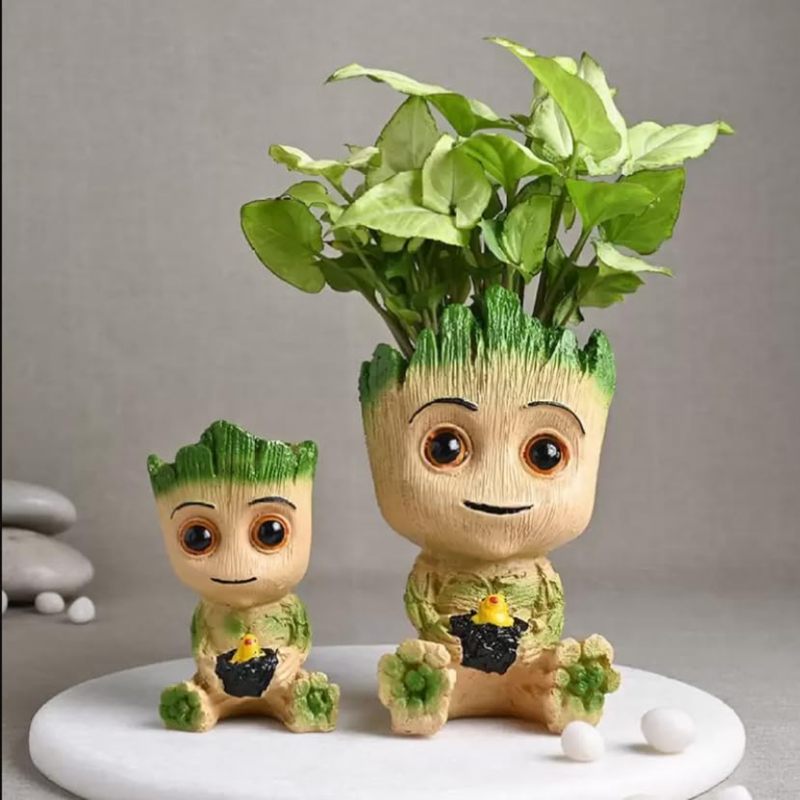 Wonderland Whimsical Succulent Planters (Set of 2) – Handcrafted Style Tree-Man Flower Pots & Desk Organizers for Home, Office, and Garden Décor Small- 2.1x2.5x4.2 inch Big-2.5x2.5x5.7inch