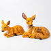 Realistic 2-piece Sika deer garden statue set featuring a majestic spotted buck and a mother doe with baby fawn