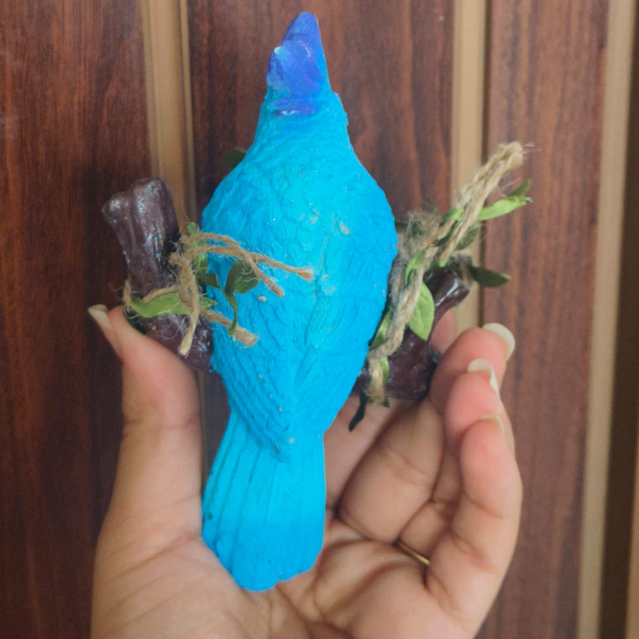 Hand-Painted Resin Hanging Blue Bird Garden Statue