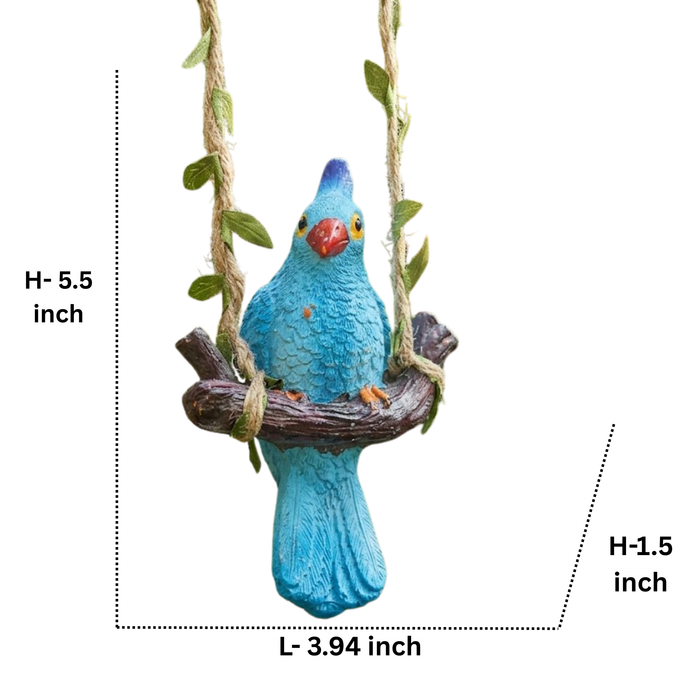 Hand-Painted Resin Hanging Blue Bird Garden Statue