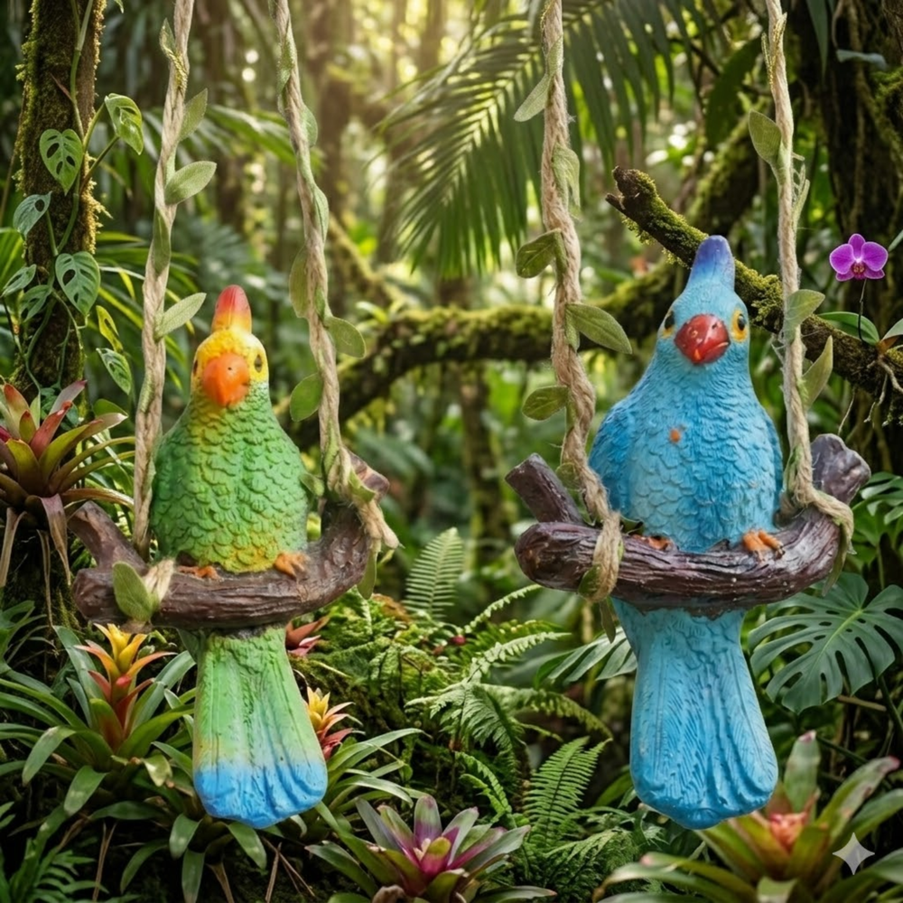 Pair of Mini Hanging Garden Bird Statues