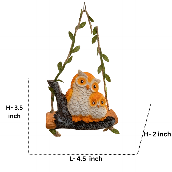 Cute Hanging Garden Ornaments – Whimsical Resin Panda & Owl Family Swing Tree Sculptures for Outdoor Yard, Patio, and Lawn Decor (Set of 2)