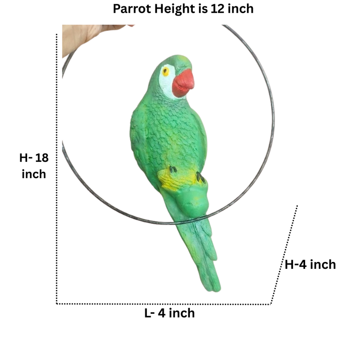 Hanging Green Parrot Garden Figurine – Vivid Bird Hanging Ring Ornament